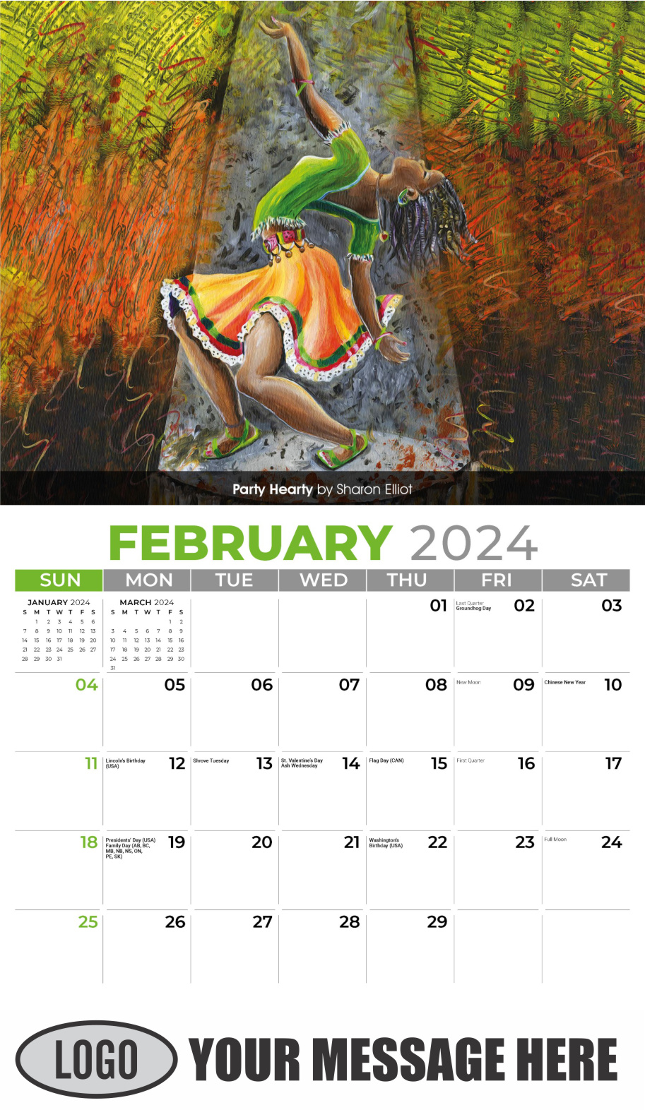 Celebration of African American Art 2024 Business Promotional Calendar - February