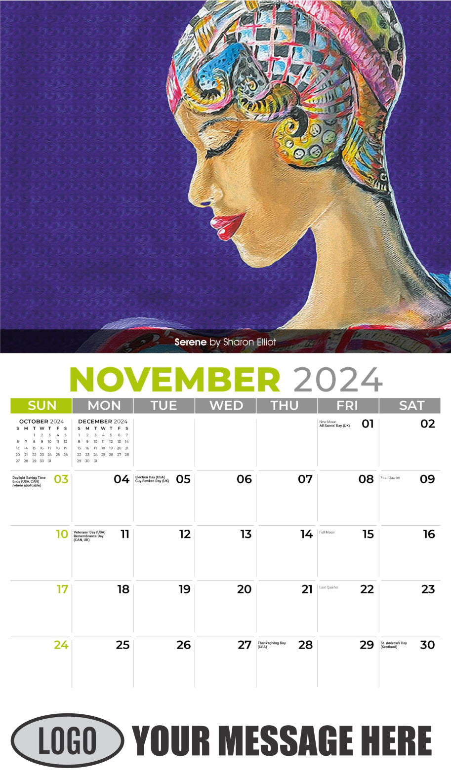 Celebration of African American Art 2024 Business Promotional Calendar - November