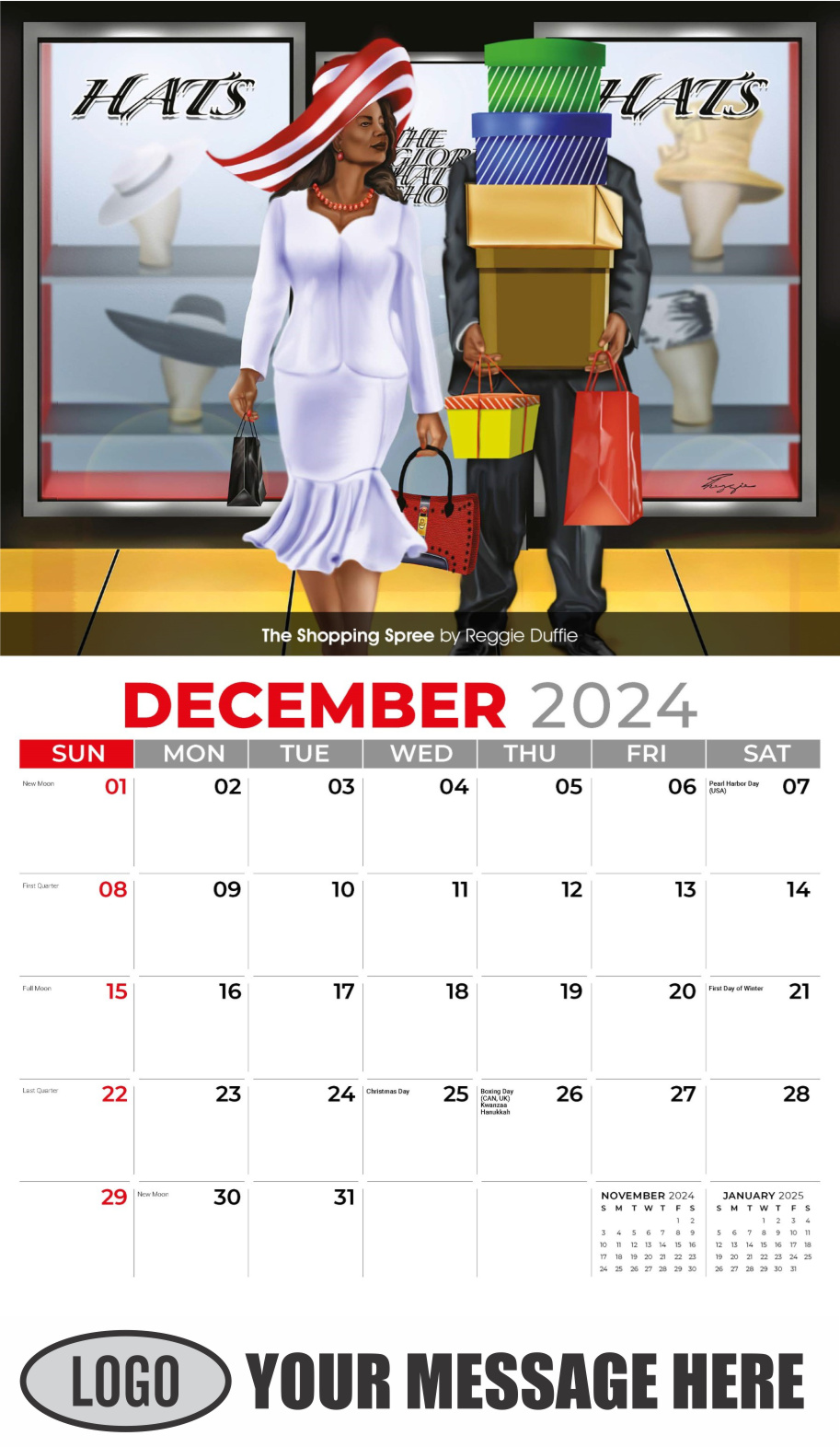 Celebration of African American Art 2024 Business Promotional Calendar - December