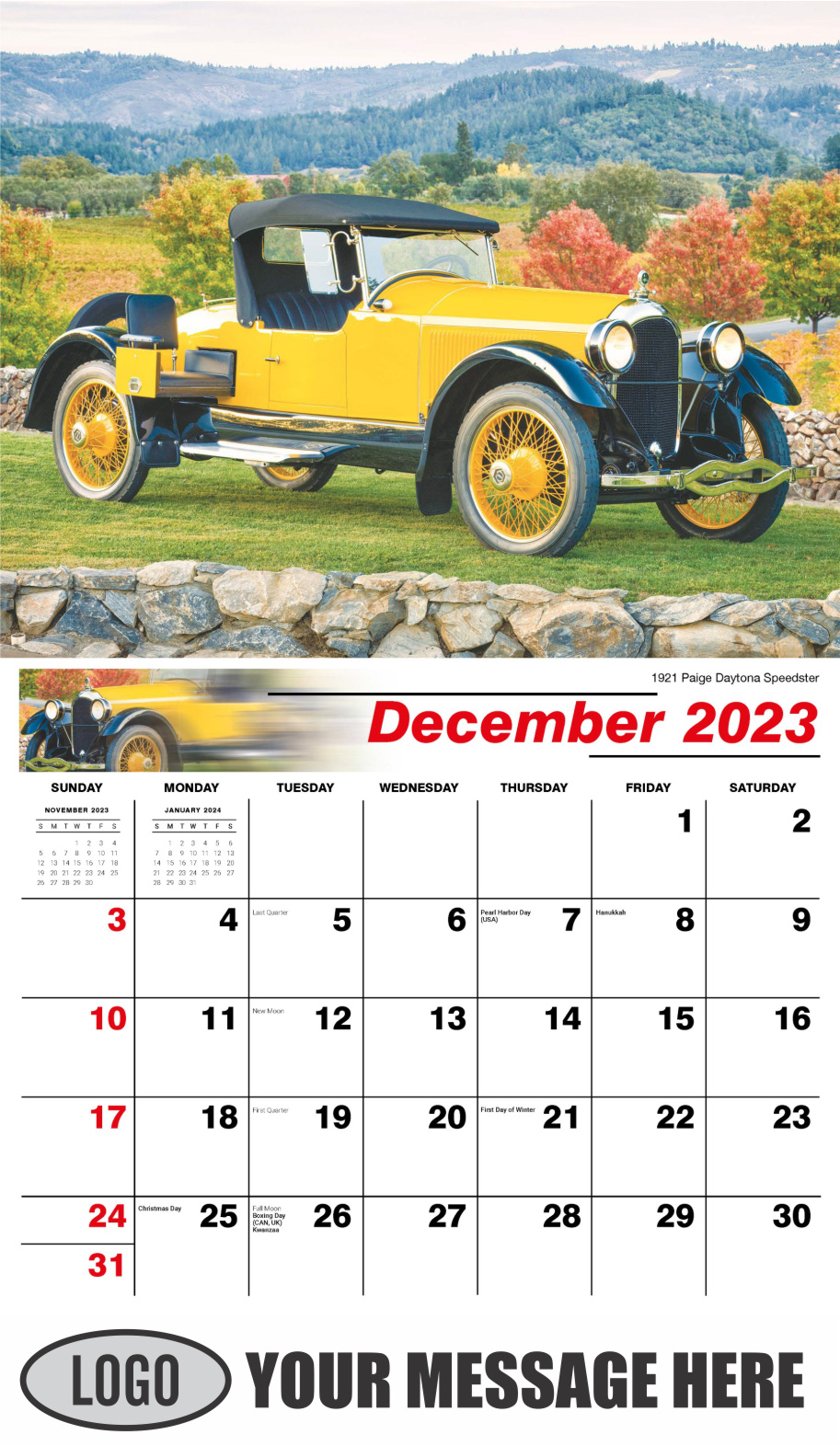 Classic Cars 2024 Automotive Business Promo Calendar - January