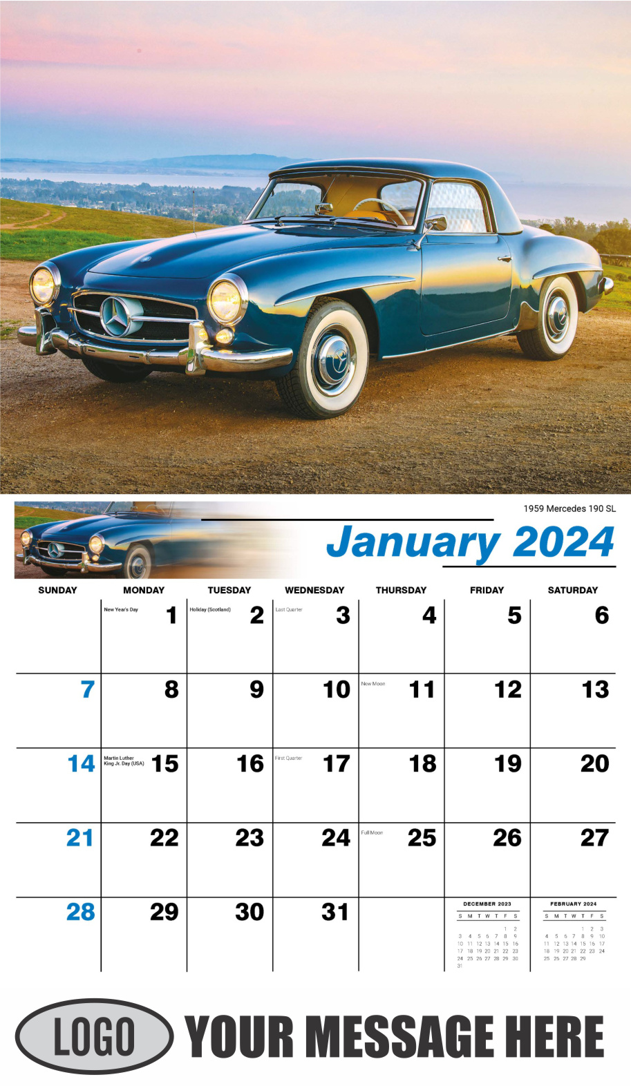 Classic Cars 2024 Automotive Business Promo Calendar - February