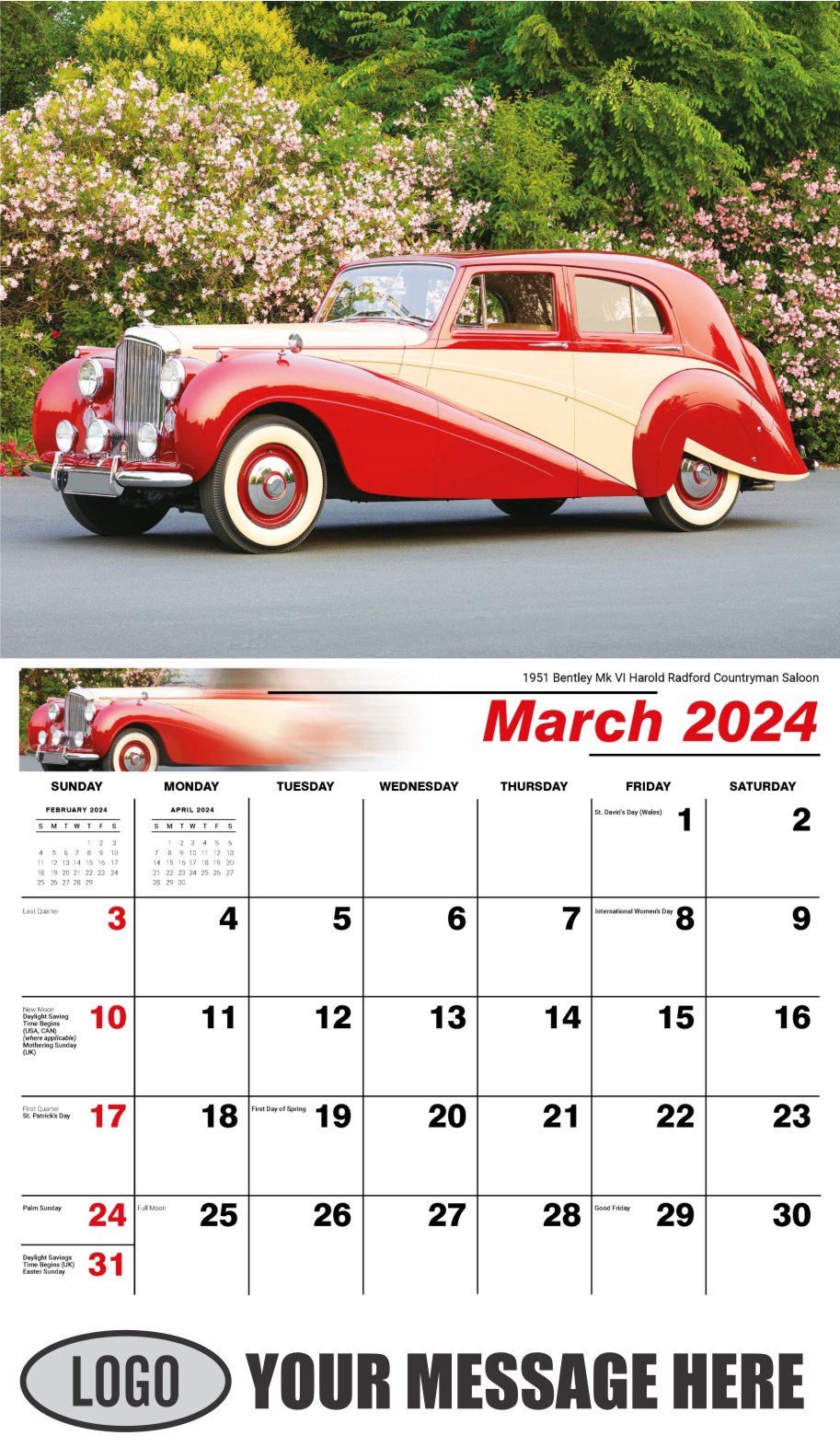 Classic Cars 2024 Automotive Business Promo Calendar - April