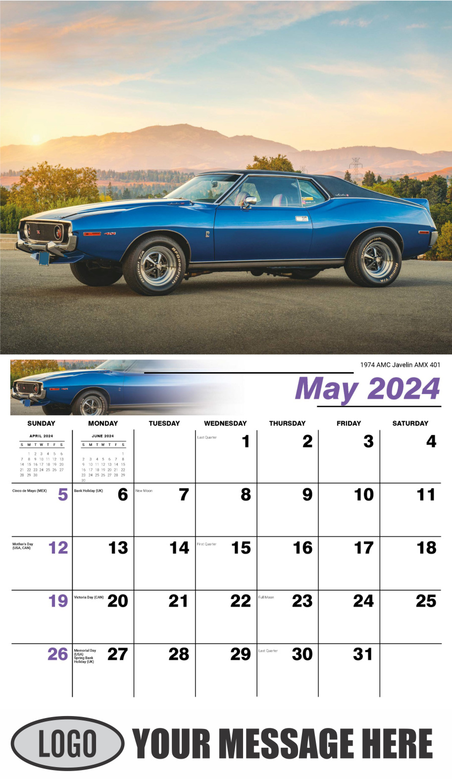 Classic Cars 2024 Automotive Business Promo Calendar - June