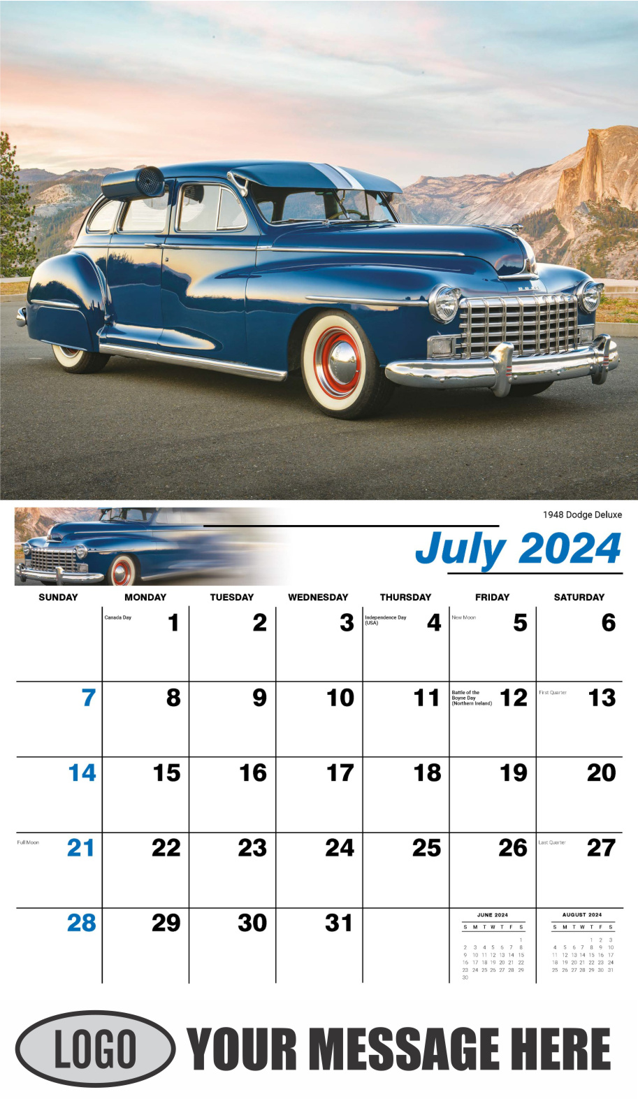 Classic Cars 2024 Automotive Business Promo Calendar - August