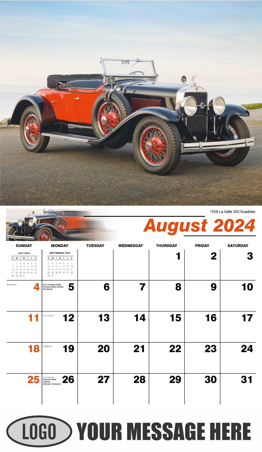 Classic Cars 2024 Automotive Business Promo Calendar - September