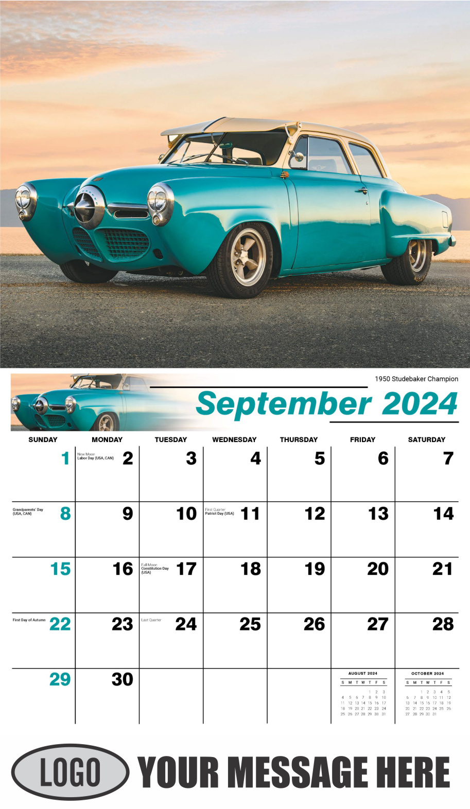 Classic Cars 2024 Automotive Business Promo Calendar - October