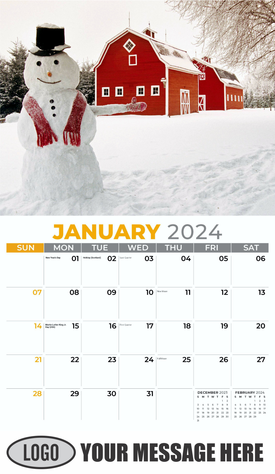 Country Spirit 2024 Business Advertising Calendar - January