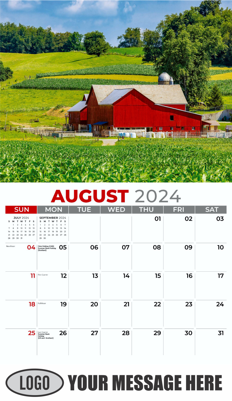 Country Spirit 2024 Business Advertising Calendar - August
