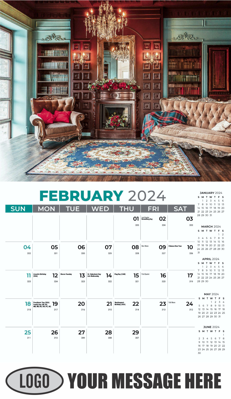 Decor and Design 2024 Interior Design Business Promotional Calendar - February