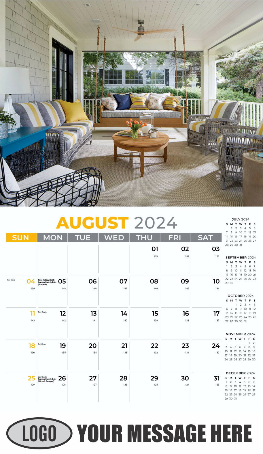 Decor and Design 2024 Interior Design Business Promotional Calendar - August