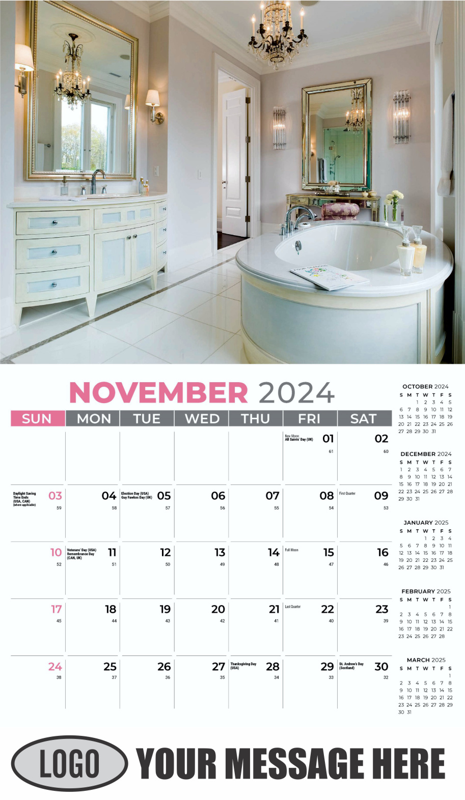 Decor and Design 2024 Interior Design Business Promotional Calendar - November