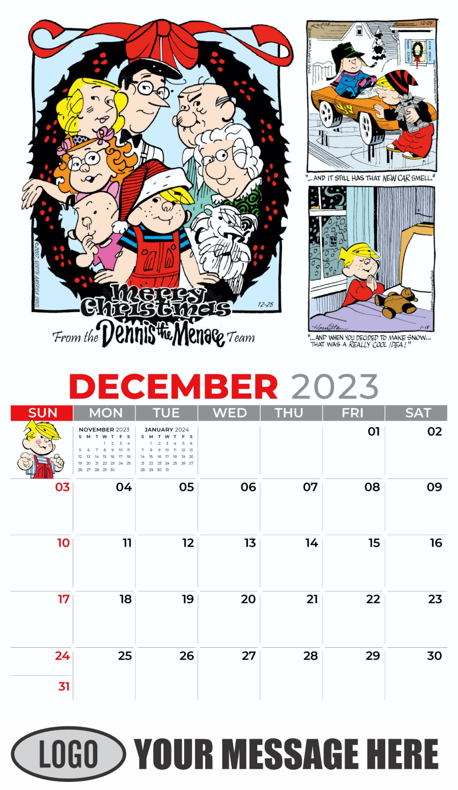 Dennis the Menace 2024 Business Promotional Wall Calendar - December_a