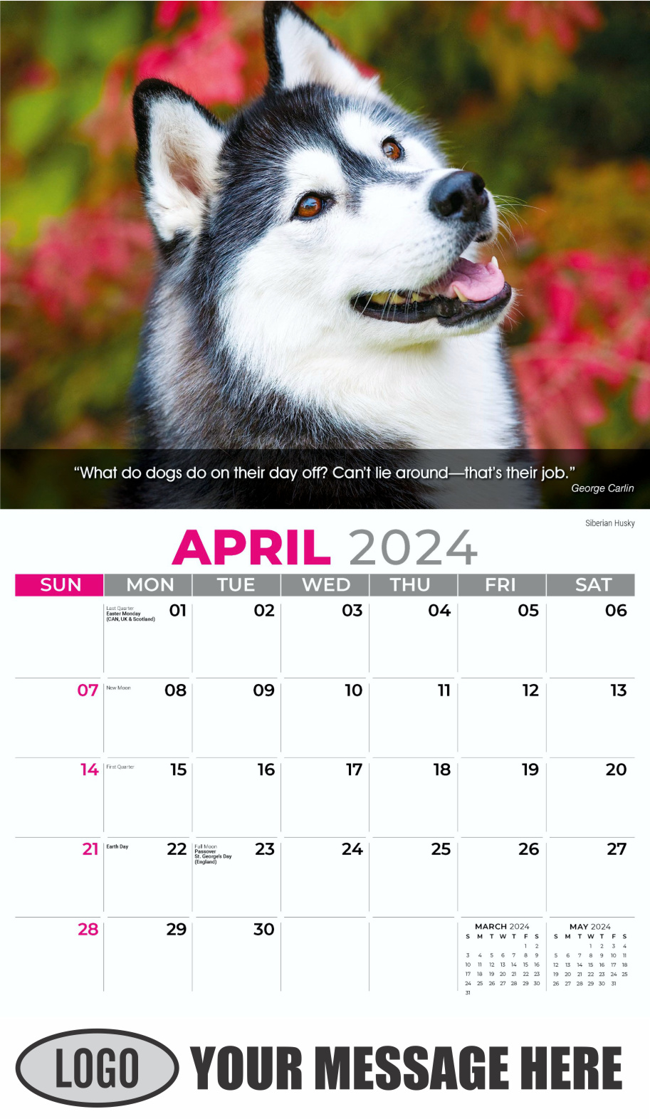 Dogs 2024 Vets and Pets Business Promotion Calendar - April