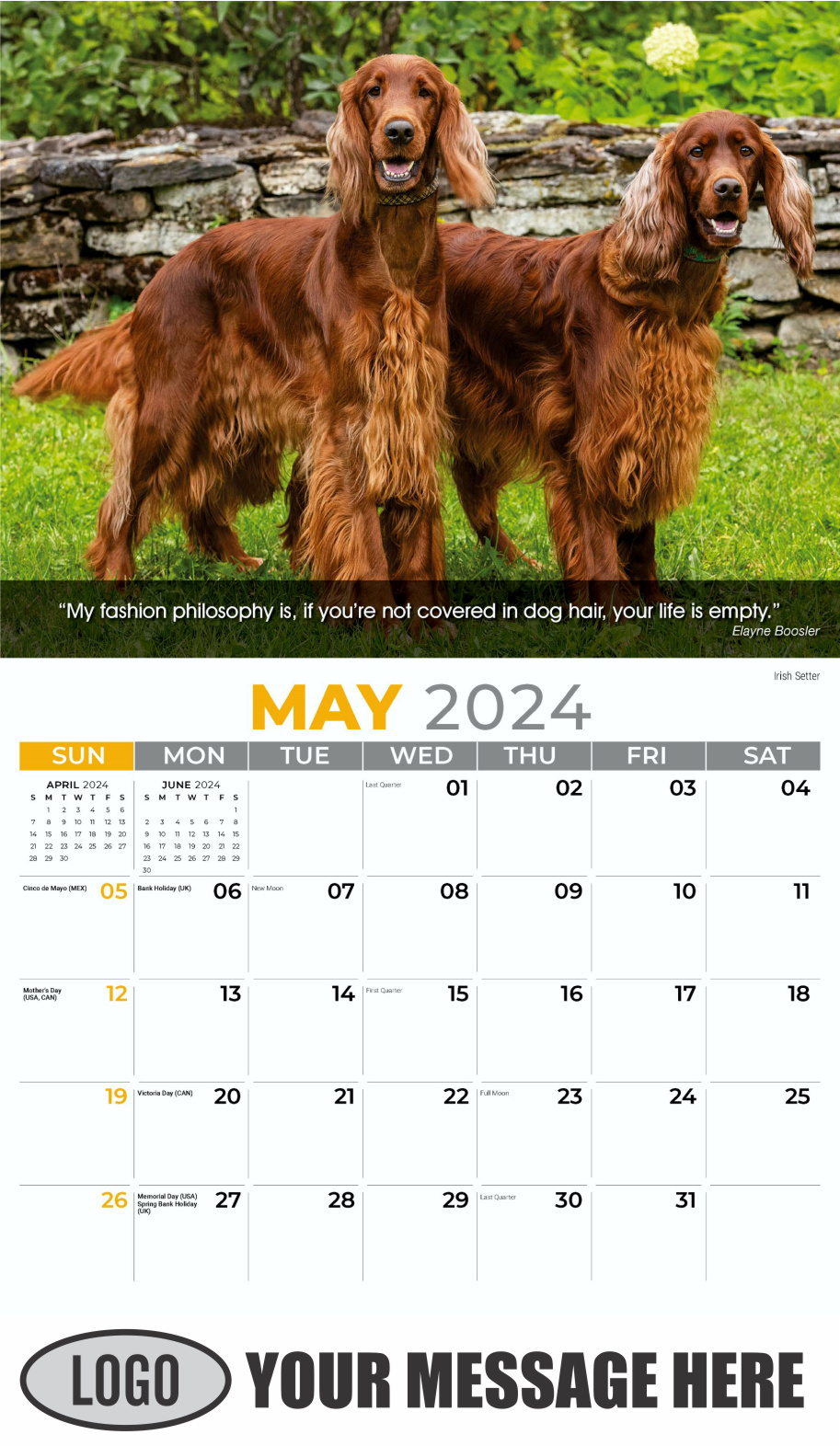 Dogs 2024 Vets and Pets Business Promotion Calendar - May