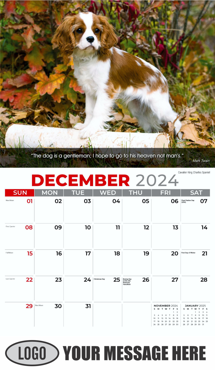 Dogs 2024 Vets and Pets Business Promotion Calendar - December