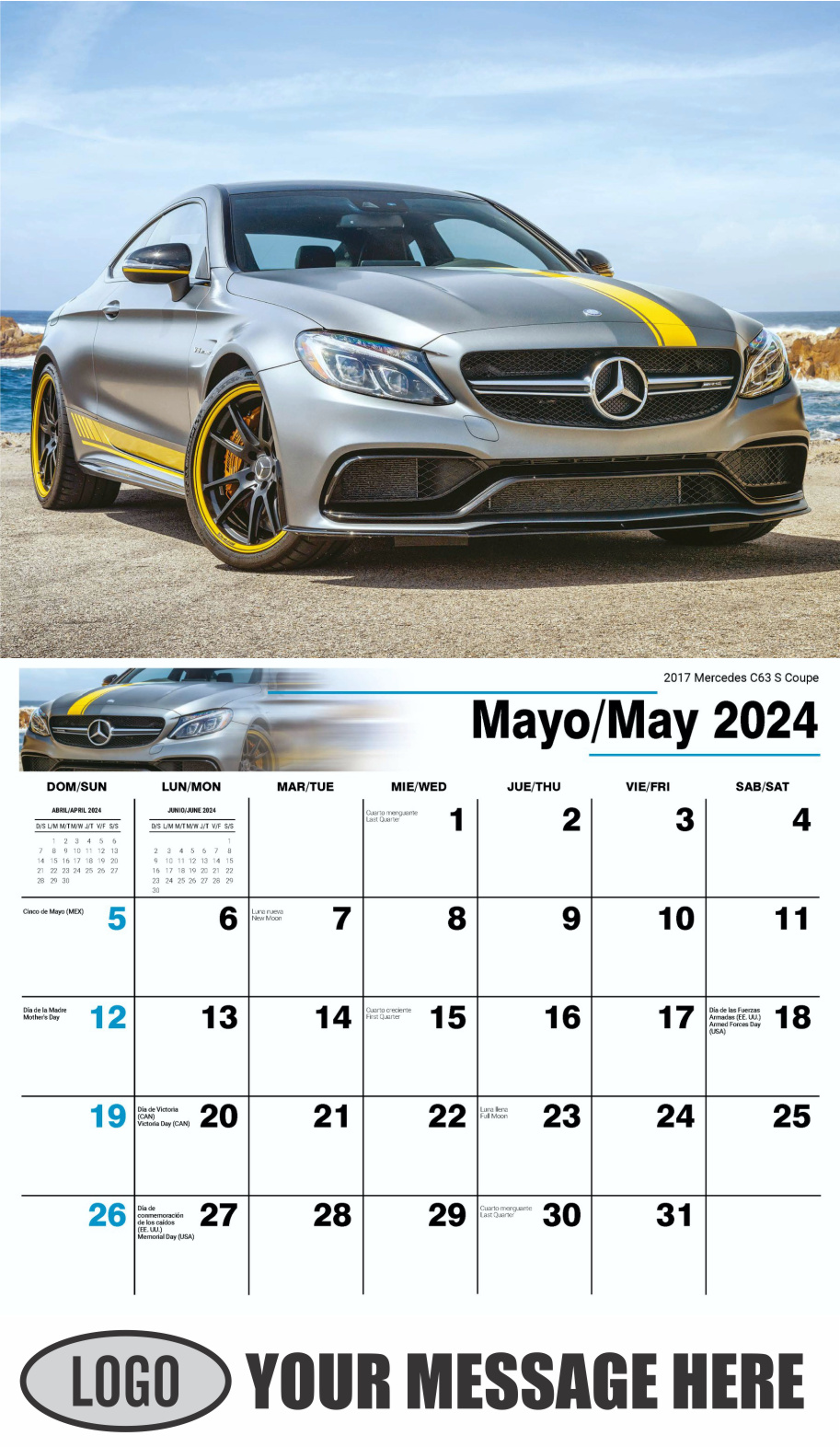 Exotic Cars 2024 Bilingual Automotive Business Promotional Calendar - May