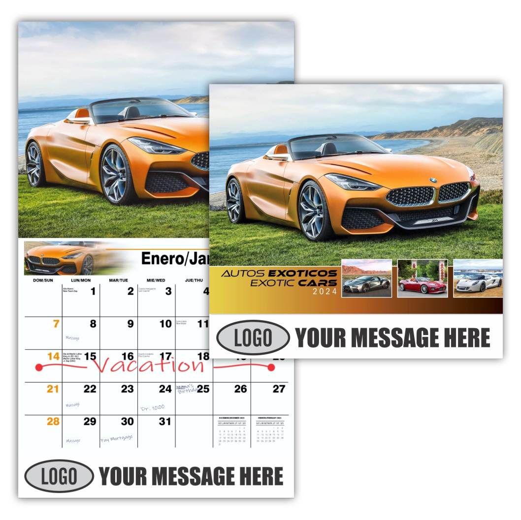 Exotic Cars 2024 Bilingual Automotive Business Promotional calendar