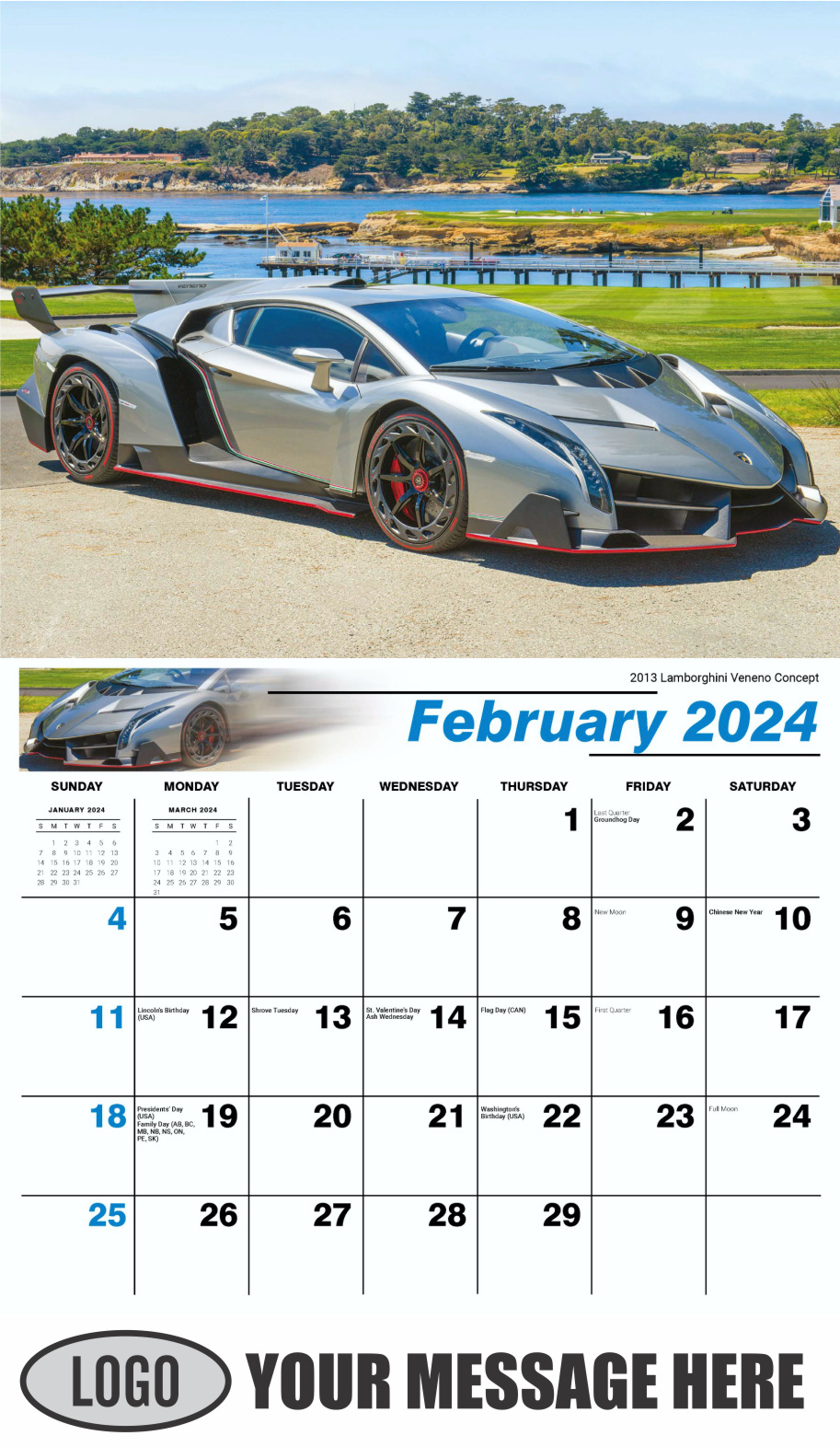 Exotic Cars 2024 Automotive Business Advertising Calendar - February