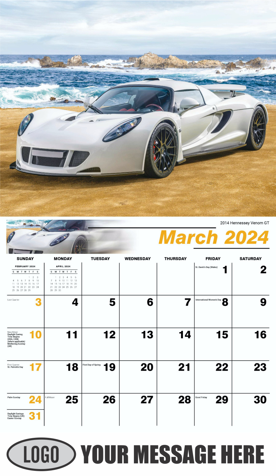 Exotic Cars 2024 Automotive Business Advertising Calendar - March