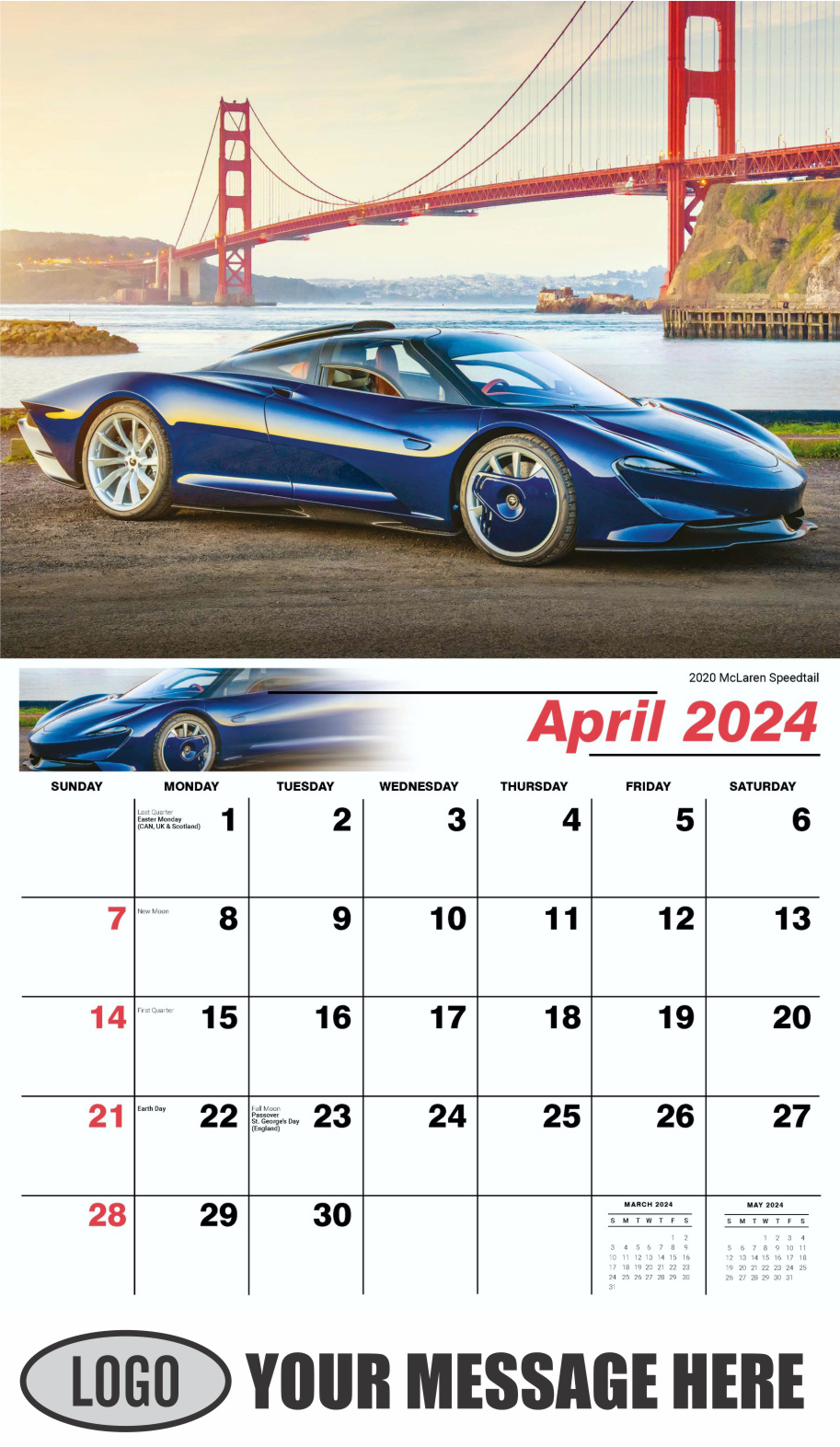Exotic Cars 2024 Automotive Business Advertising Calendar - April