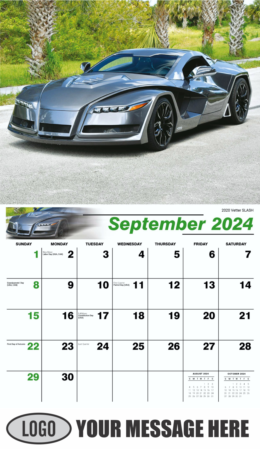 Exotic Cars 2024 Automotive Business Advertising Calendar - September