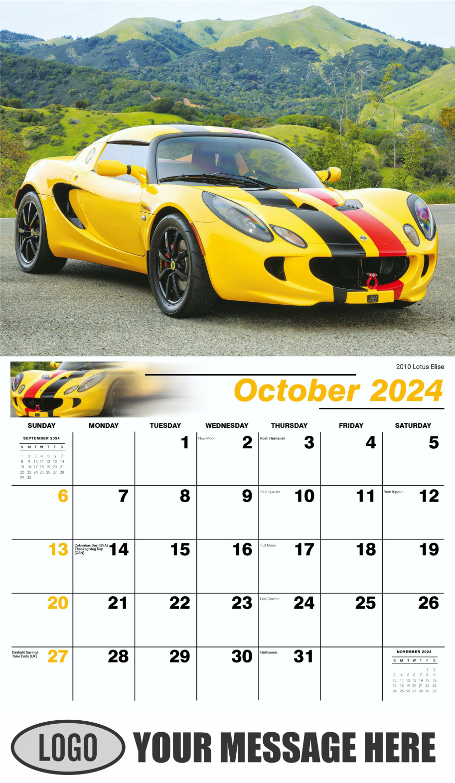 Exotic Cars 2024 Automotive Business Advertising Calendar - October