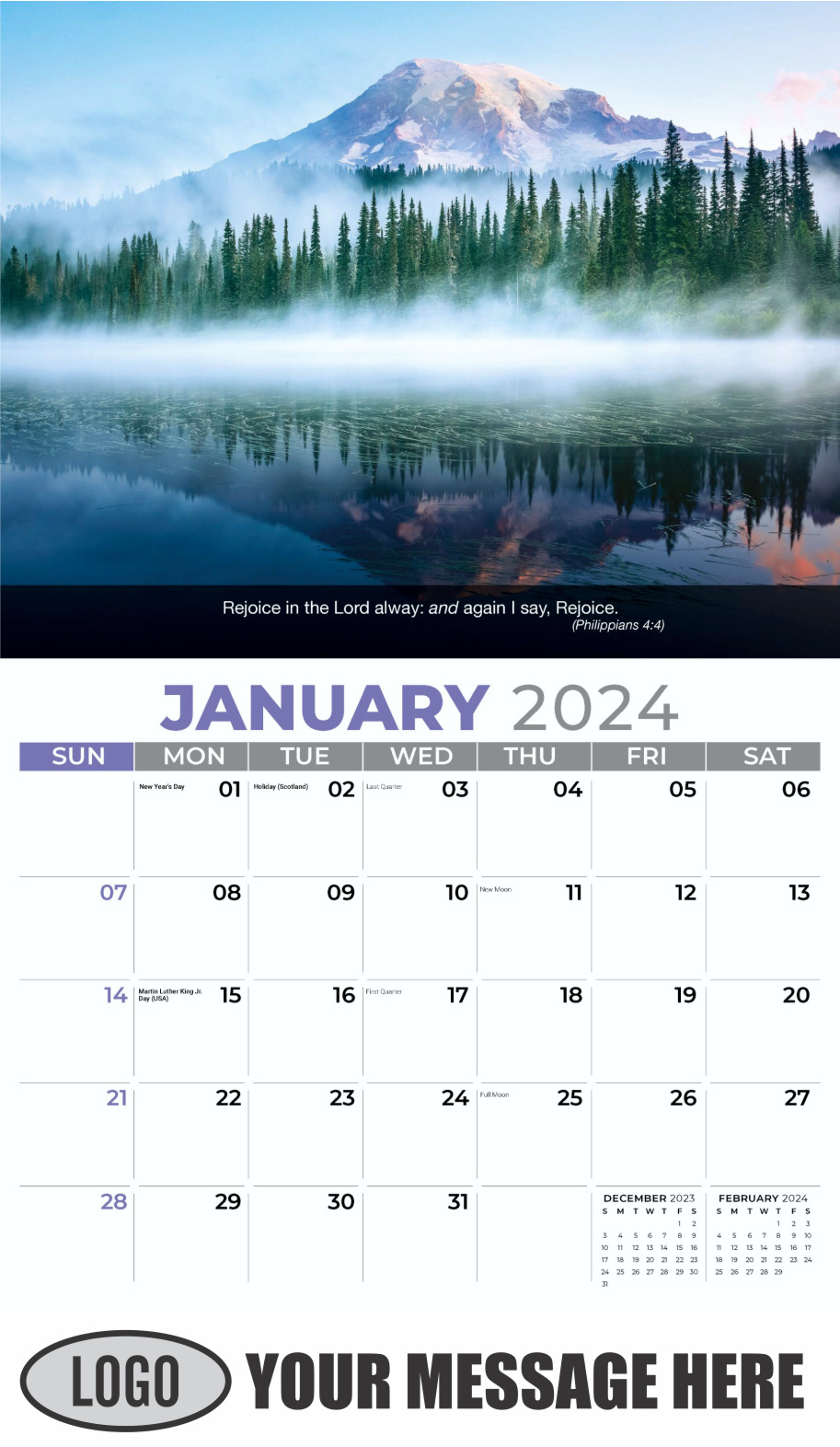 Faith Passages 2024 Christian Business Advertising Calendar - January
