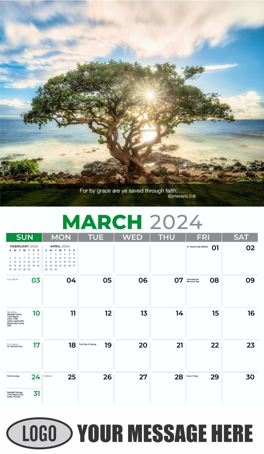 Faith Passages 2024 Christian Business Advertising Calendar - March