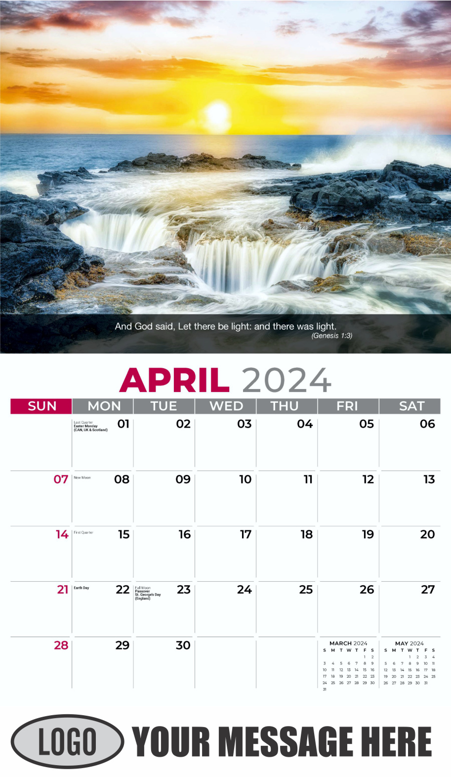 Faith Passages 2024 Christian Business Advertising Calendar - April