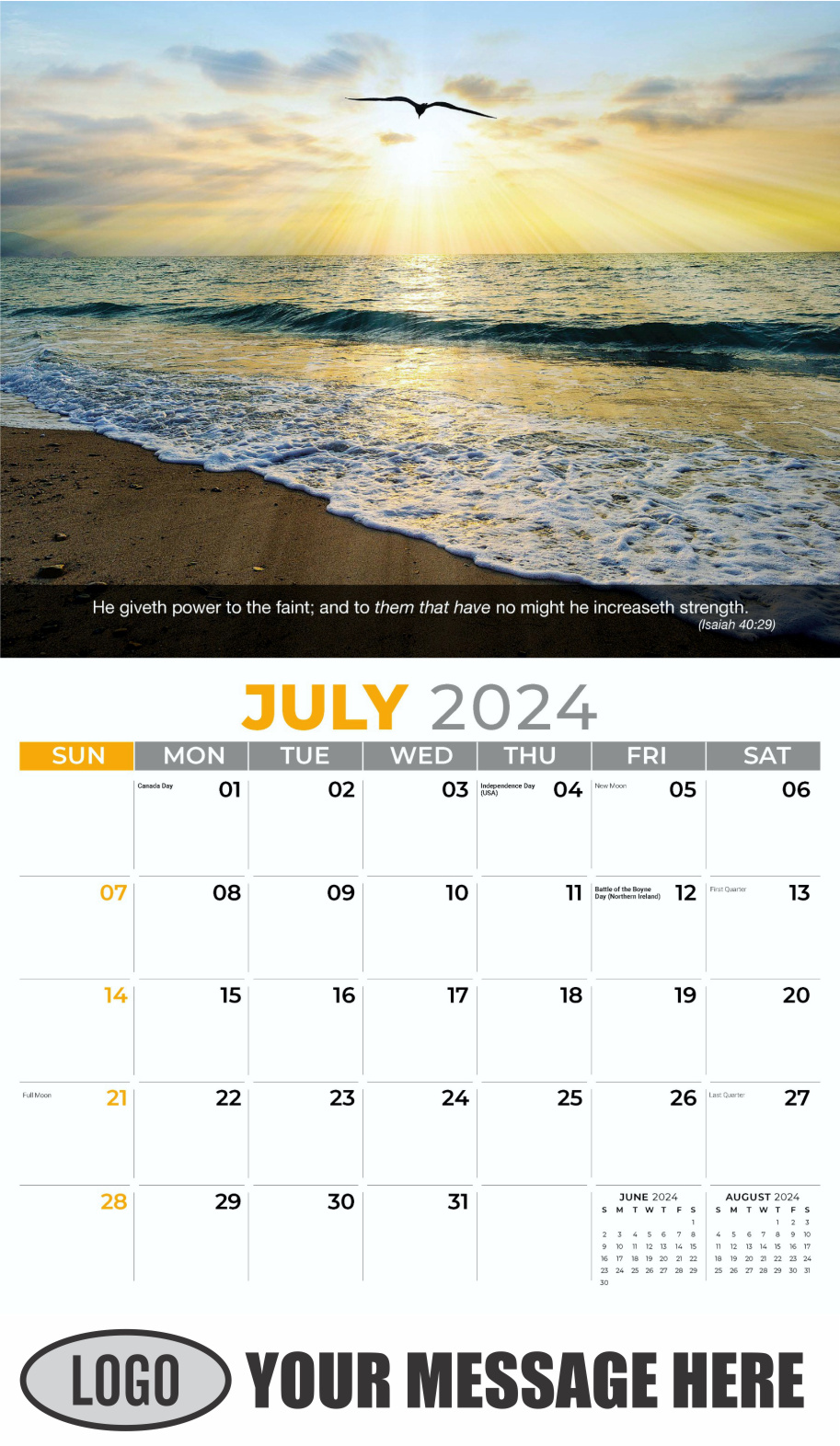 Faith Passages 2024 Christian Business Advertising Calendar - July