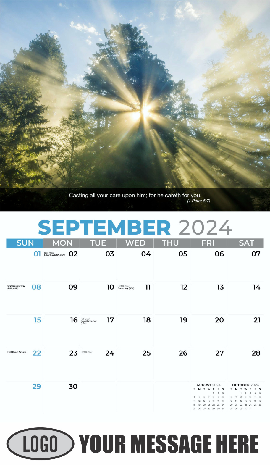 Faith Passages 2024 Christian Business Advertising Calendar - September
