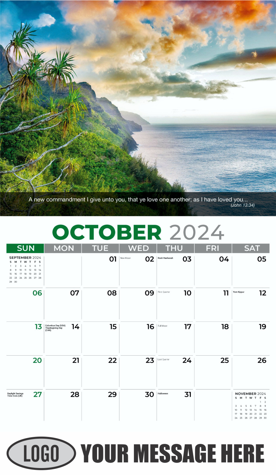 Faith Passages 2024 Christian Business Advertising Calendar - October