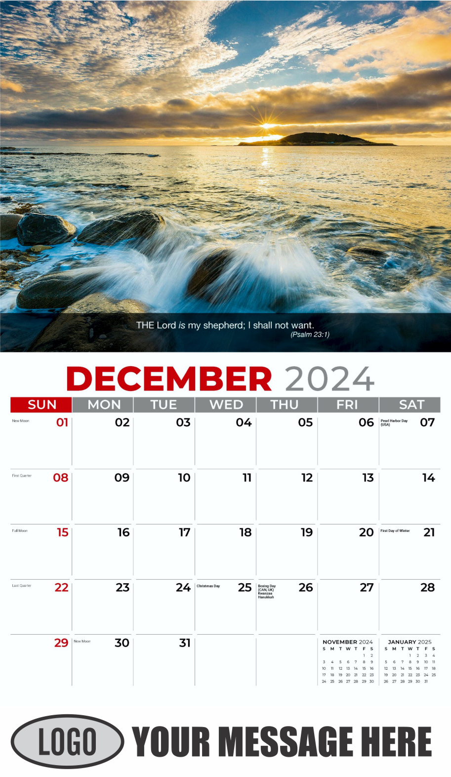 Faith Passages 2024 Christian Business Advertising Calendar - December