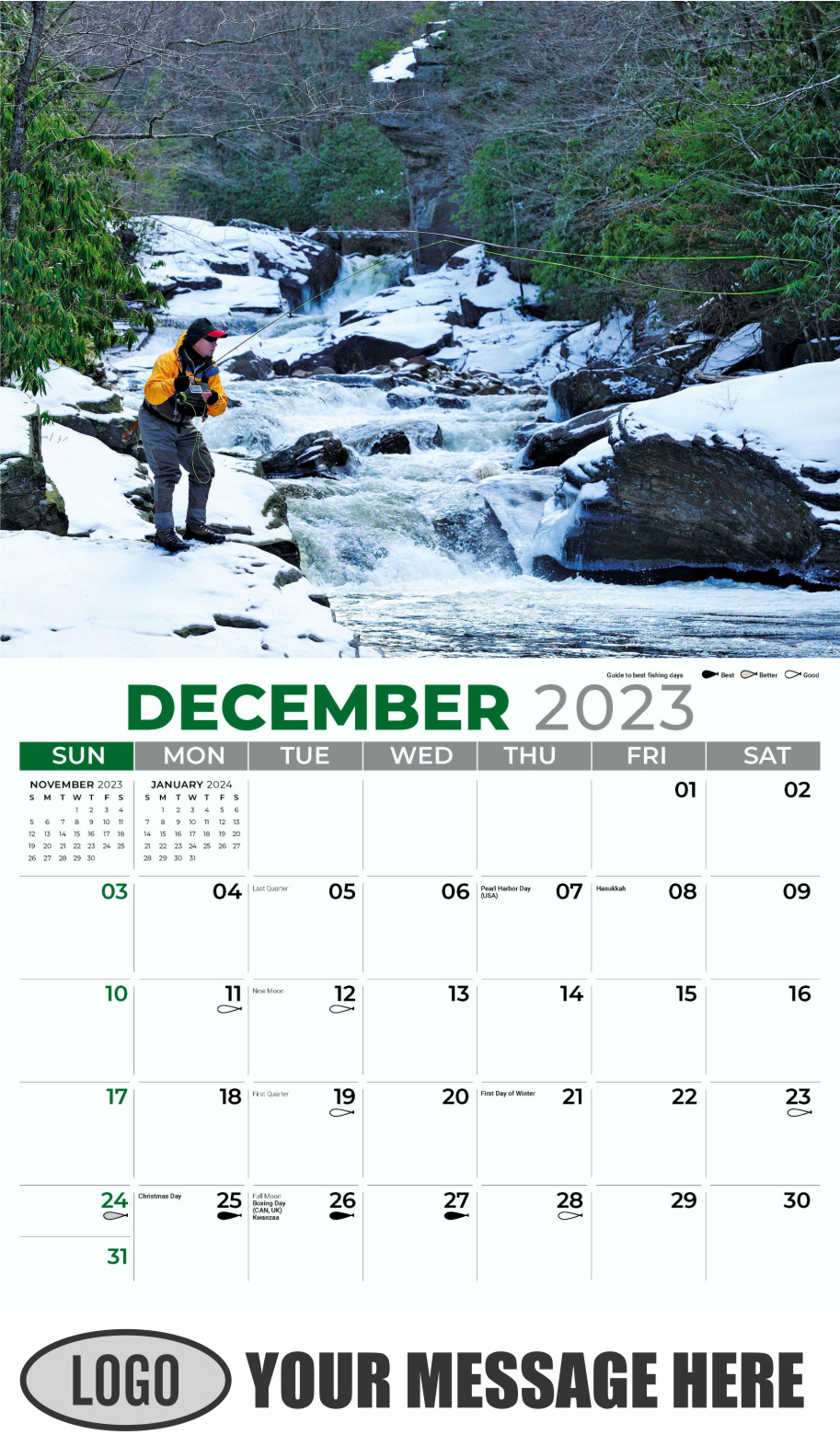 Fishing and Hunting 2024 Business Promotion Calendar - December_a