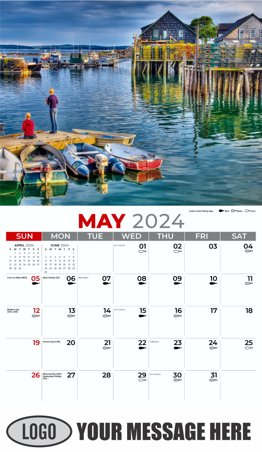 Fishing and Hunting 2024 Business Promotion Calendar - May