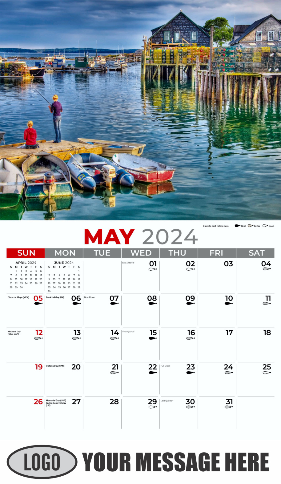 Fishing and Hunting 2024 Business Promotion Calendar - May