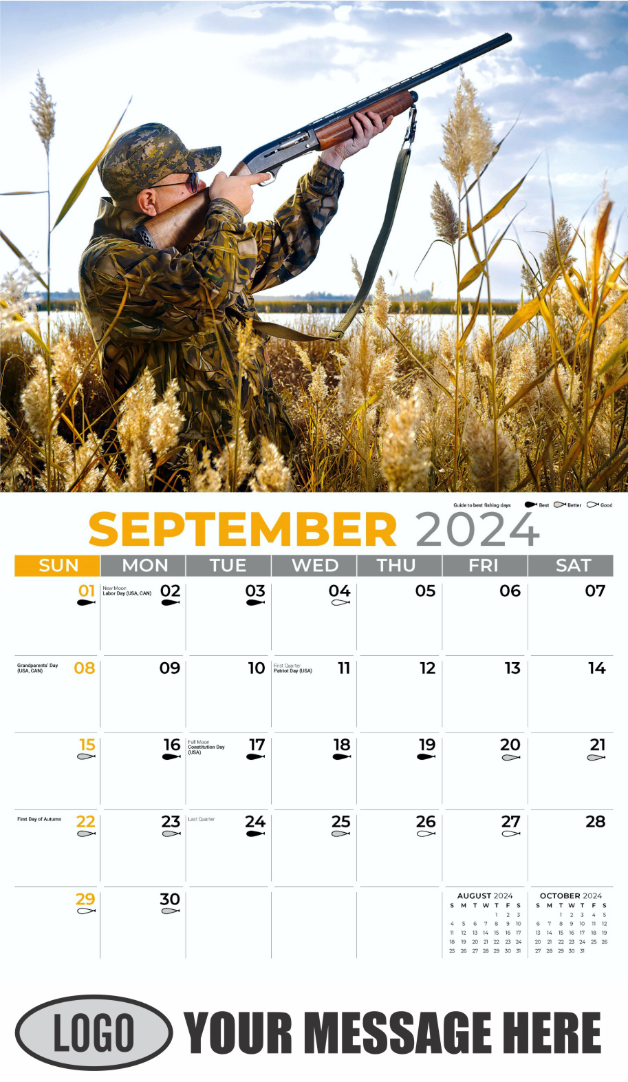 Fishing and Hunting 2024 Business Promotion Calendar - September