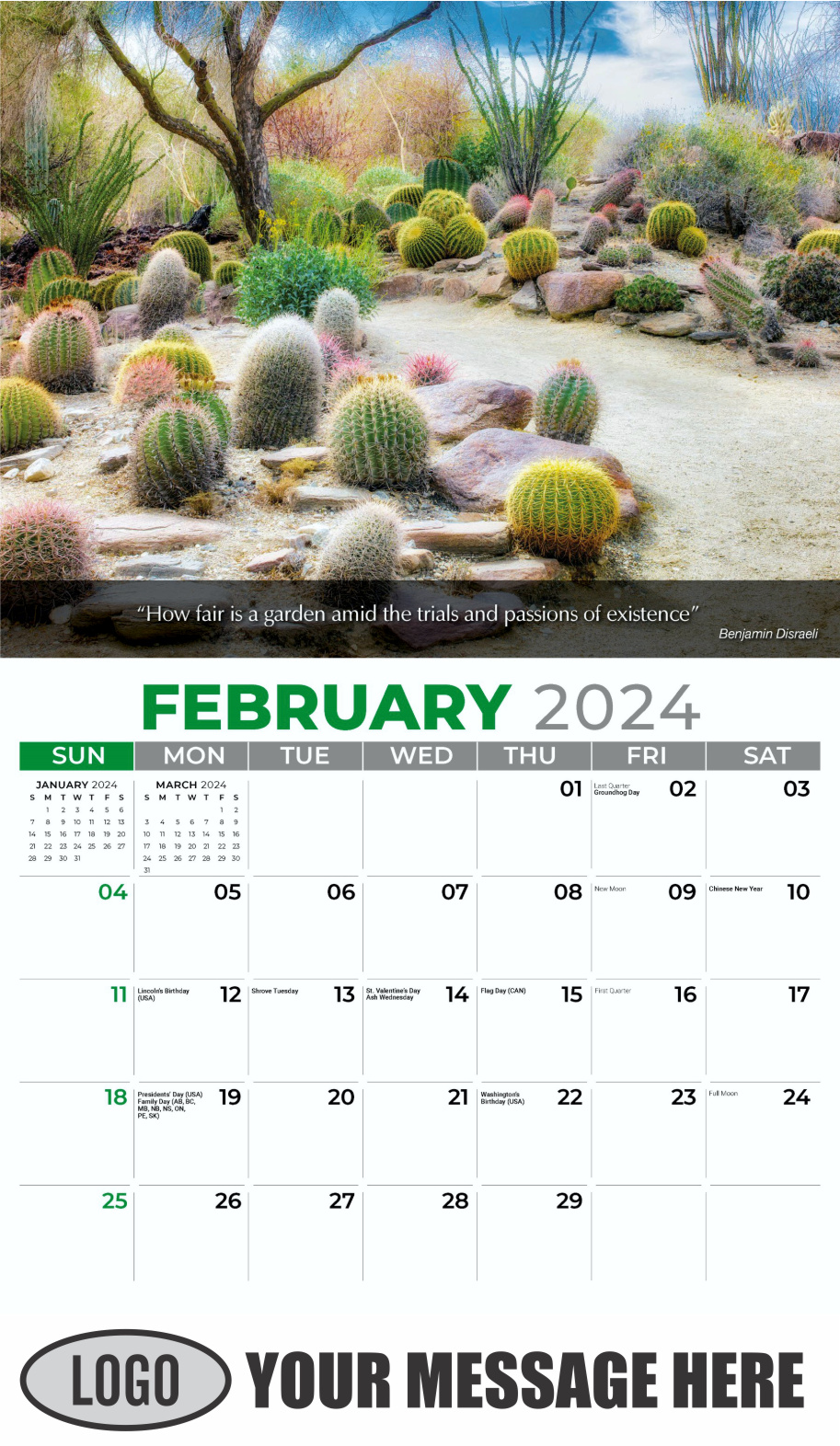 Flowers and Gardens 2024 Business Advertising Calendar - February