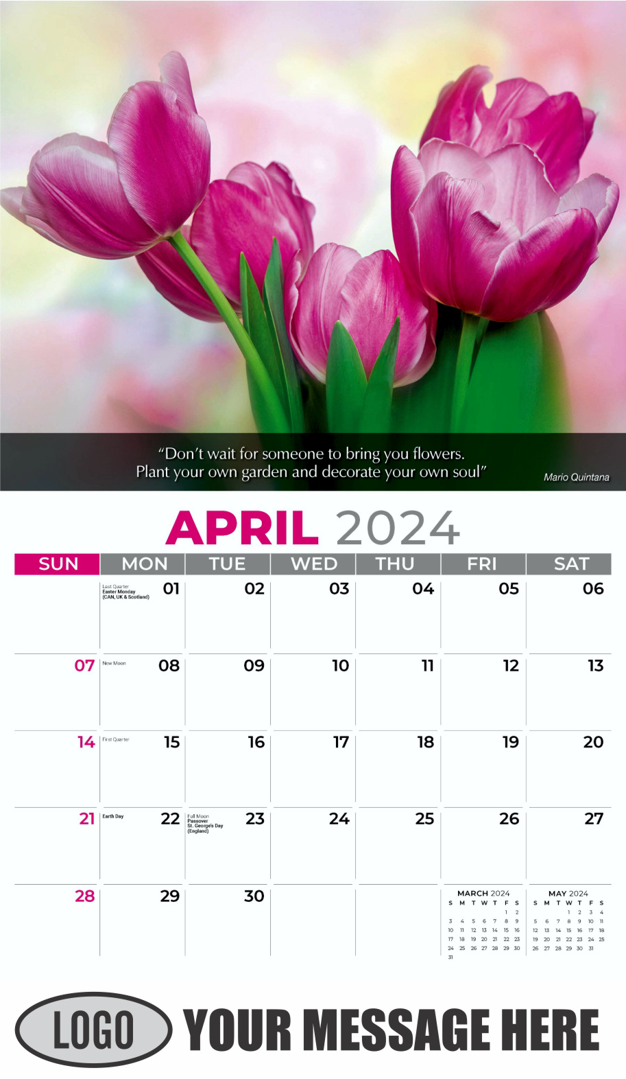 Flowers and Gardens 2024 Business Advertising Calendar - April