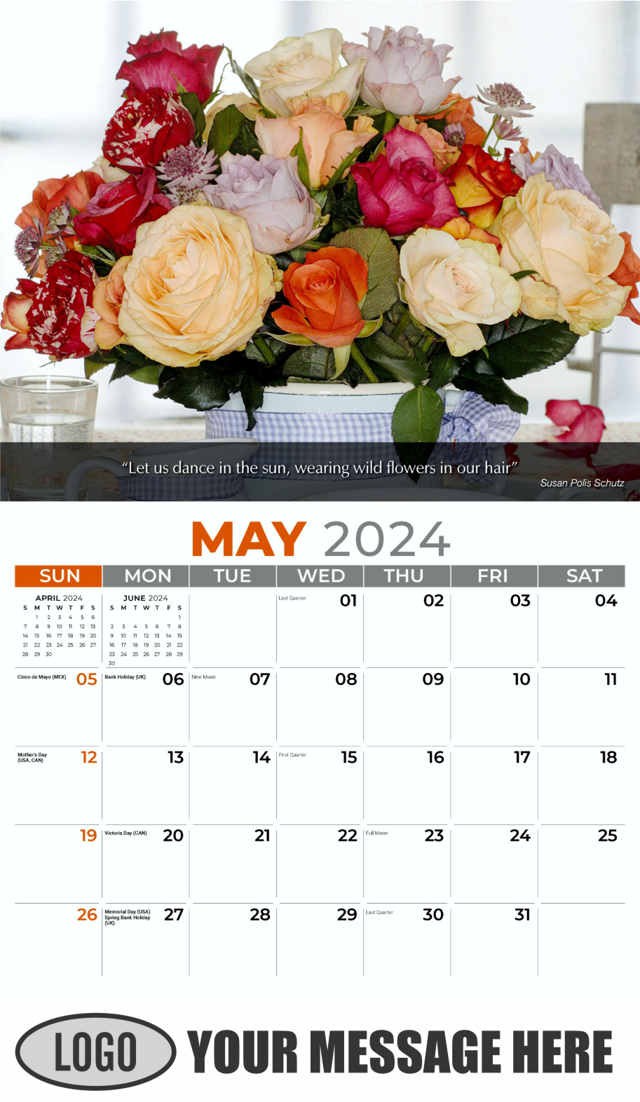 Flowers and Gardens 2024 Business Advertising Calendar - May