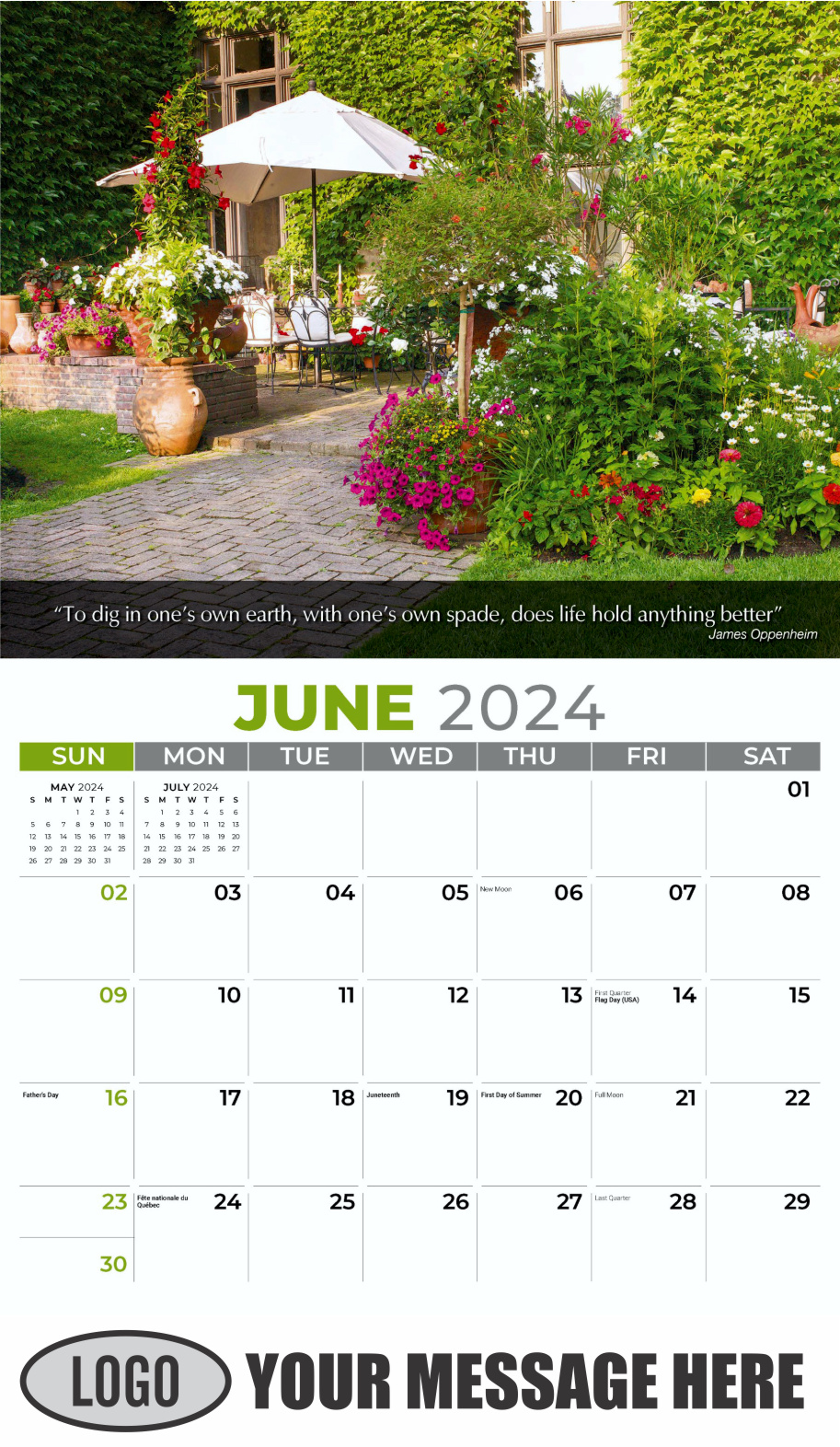 Flowers and Gardens 2024 Business Advertising Calendar - June