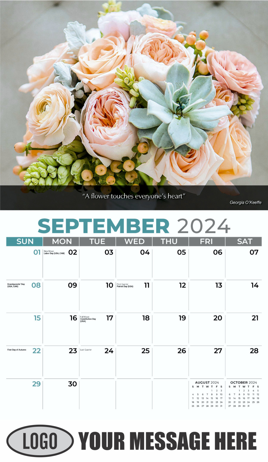 Flowers and Gardens 2024 Business Advertising Calendar - September