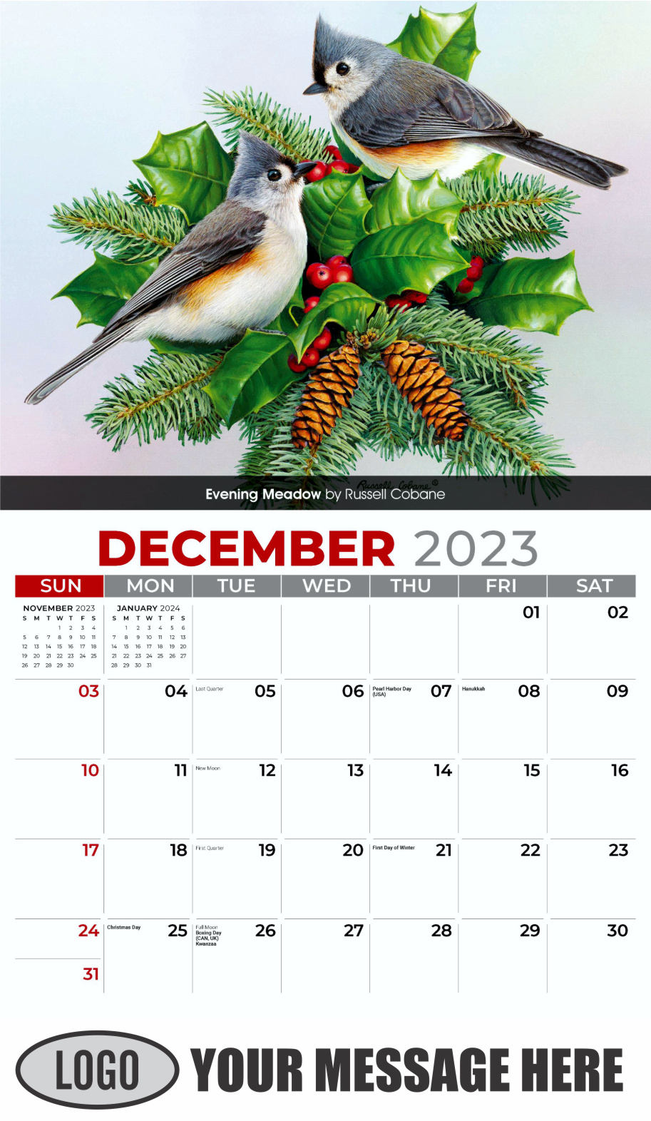 Garden Birds 2024 Business Promotional Calendar - December_a