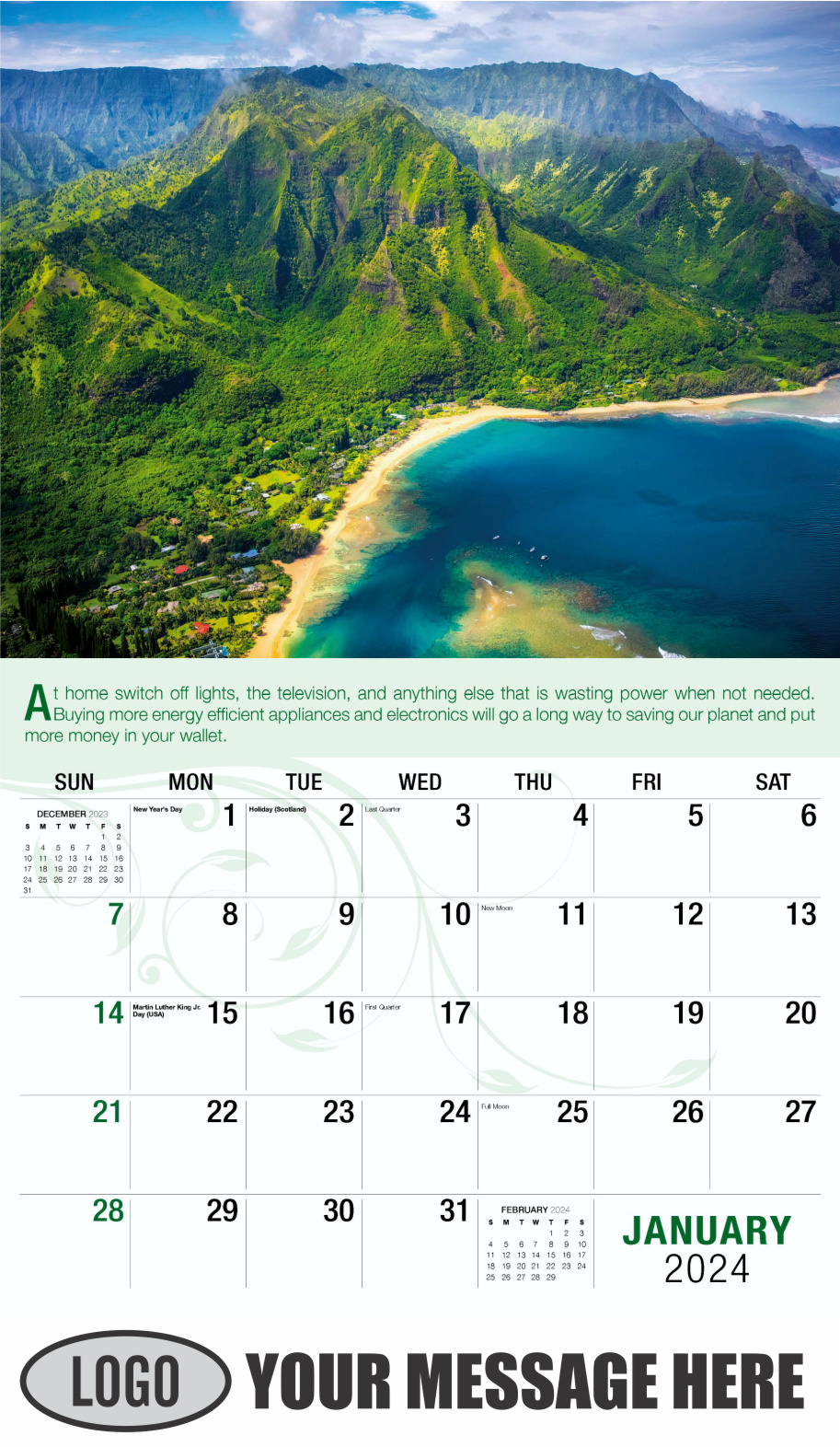Go Green 2024 Business Promotion Calendar - January