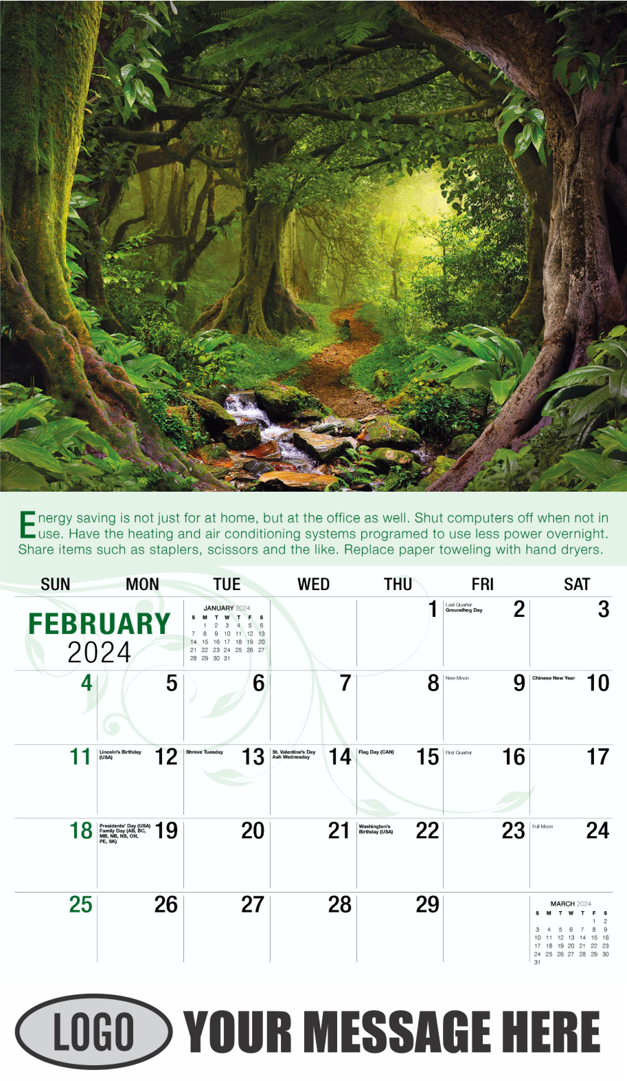 Go Green 2024 Business Promotion Calendar - February