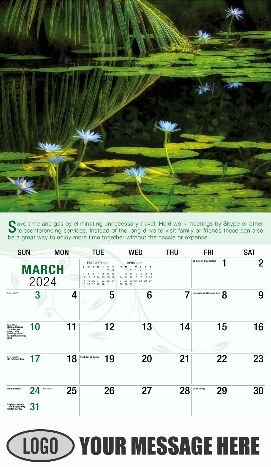 Go Green 2024 Business Promotion Calendar - March