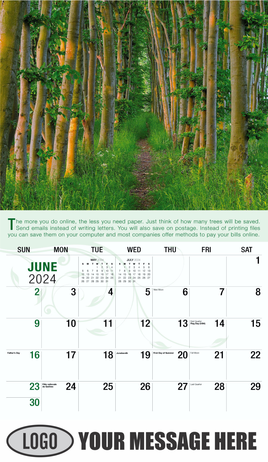 Go Green 2024 Business Promotion Calendar - June