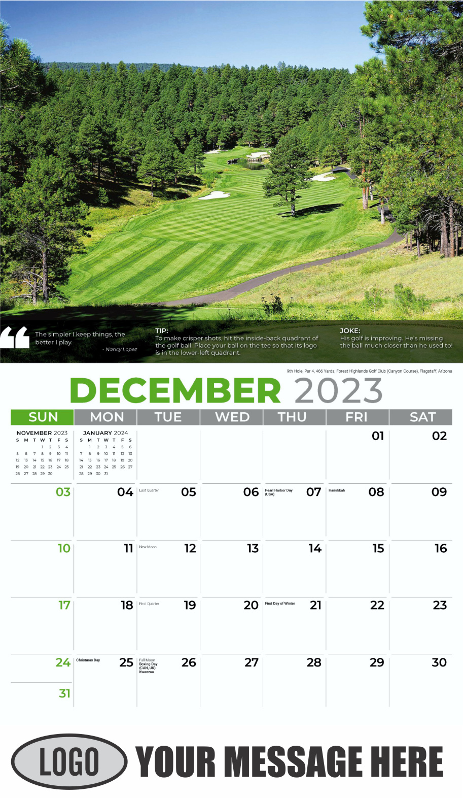 Golf Tips 2024 Business Promo Calendar - December_a