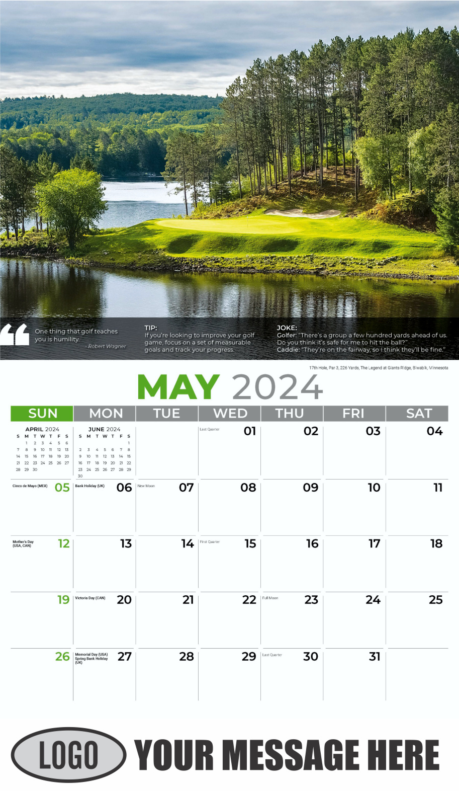 Golf Tips 2024 Business Promo Calendar - May