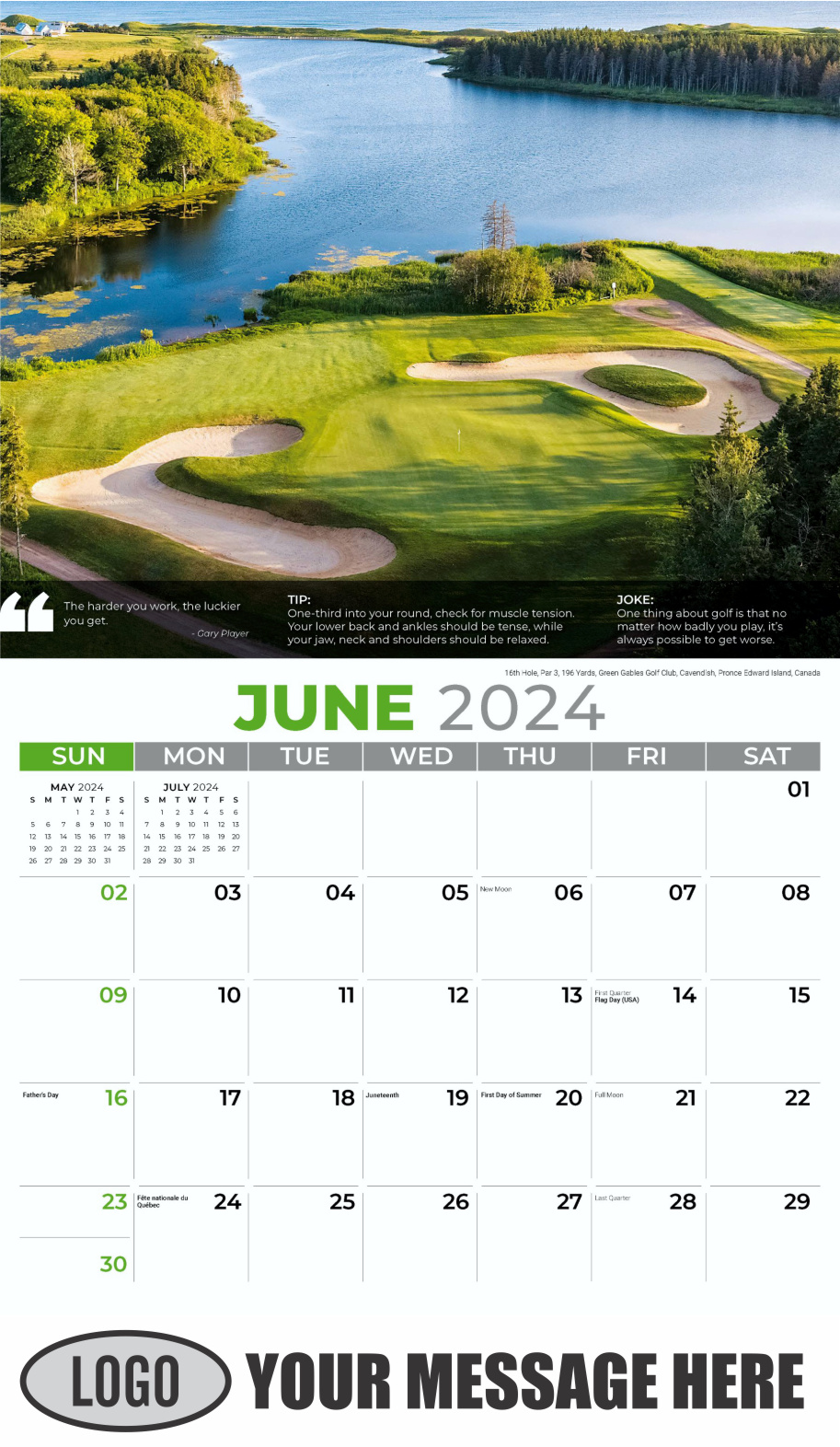 Golf Tips 2024 Business Promo Calendar - June